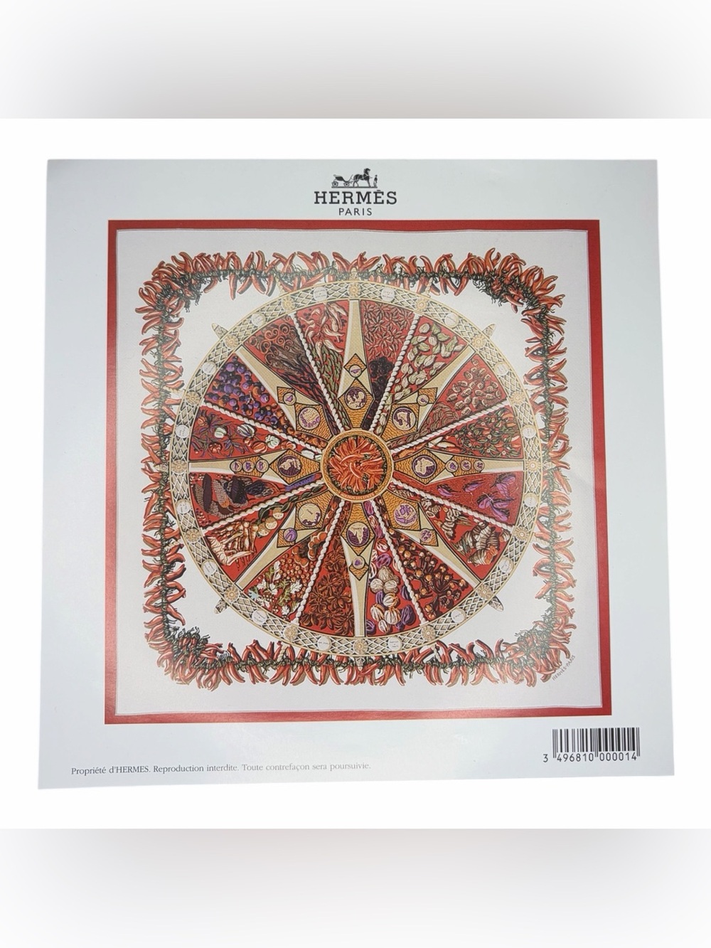 Hermes Vintage 'Aux Pays des Espices' Silk Scarf, NEW